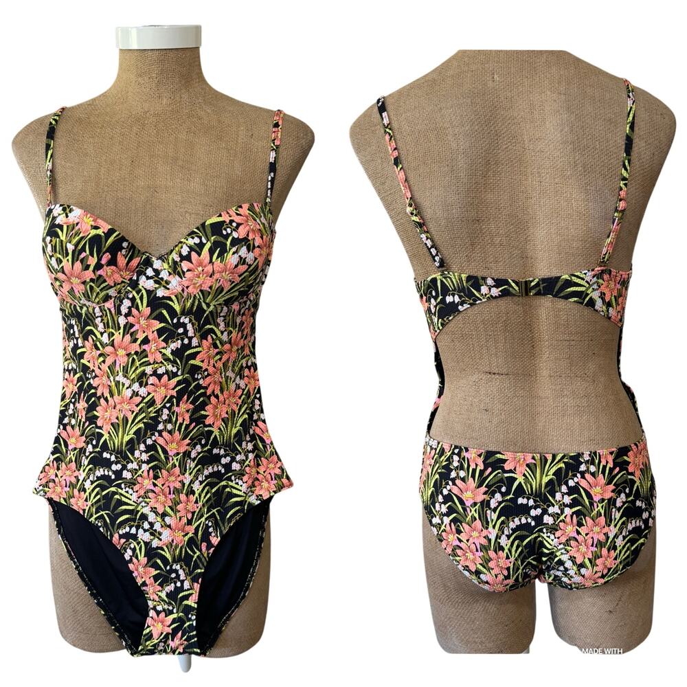 Topshop Lily Flora One Piece Bathing Swim Suit NWT Size US Size 8 Multicolor NEW